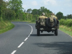 Vintage World War 2 jeep on road